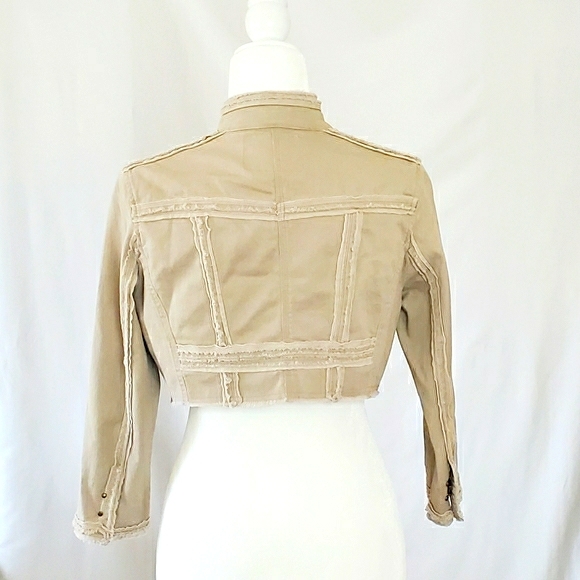 Beige Mystree Cropped Cotton Jacket - Picture 3 of 6